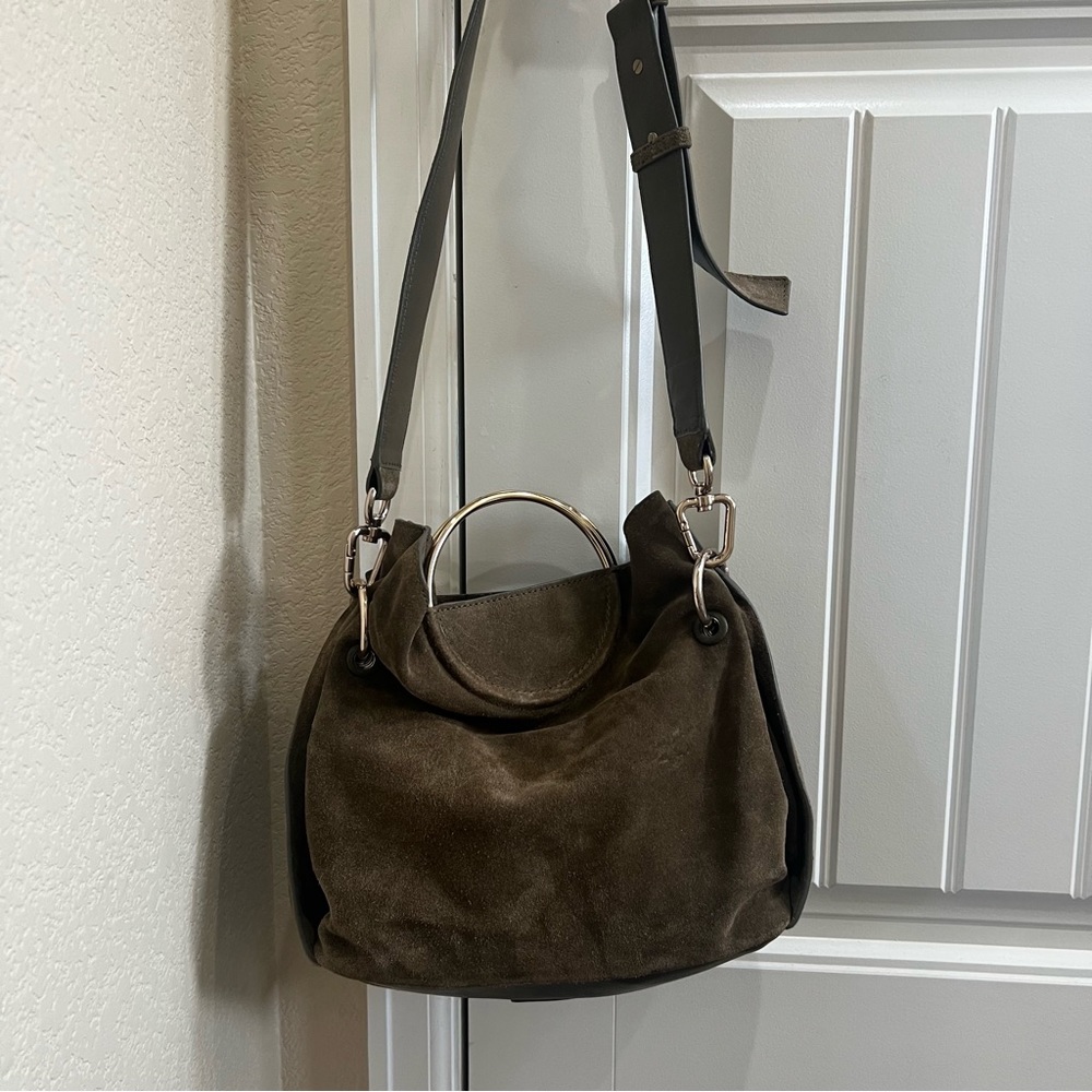 LIEBESKIND Berlin Ravenna Amal Olive Green Gold Ring Handle Cross body Bag Purse - Picture 2 of 16